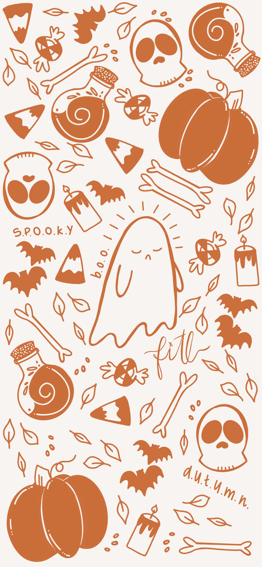 Autumn Halloween Ghost Pattern Wallpaper