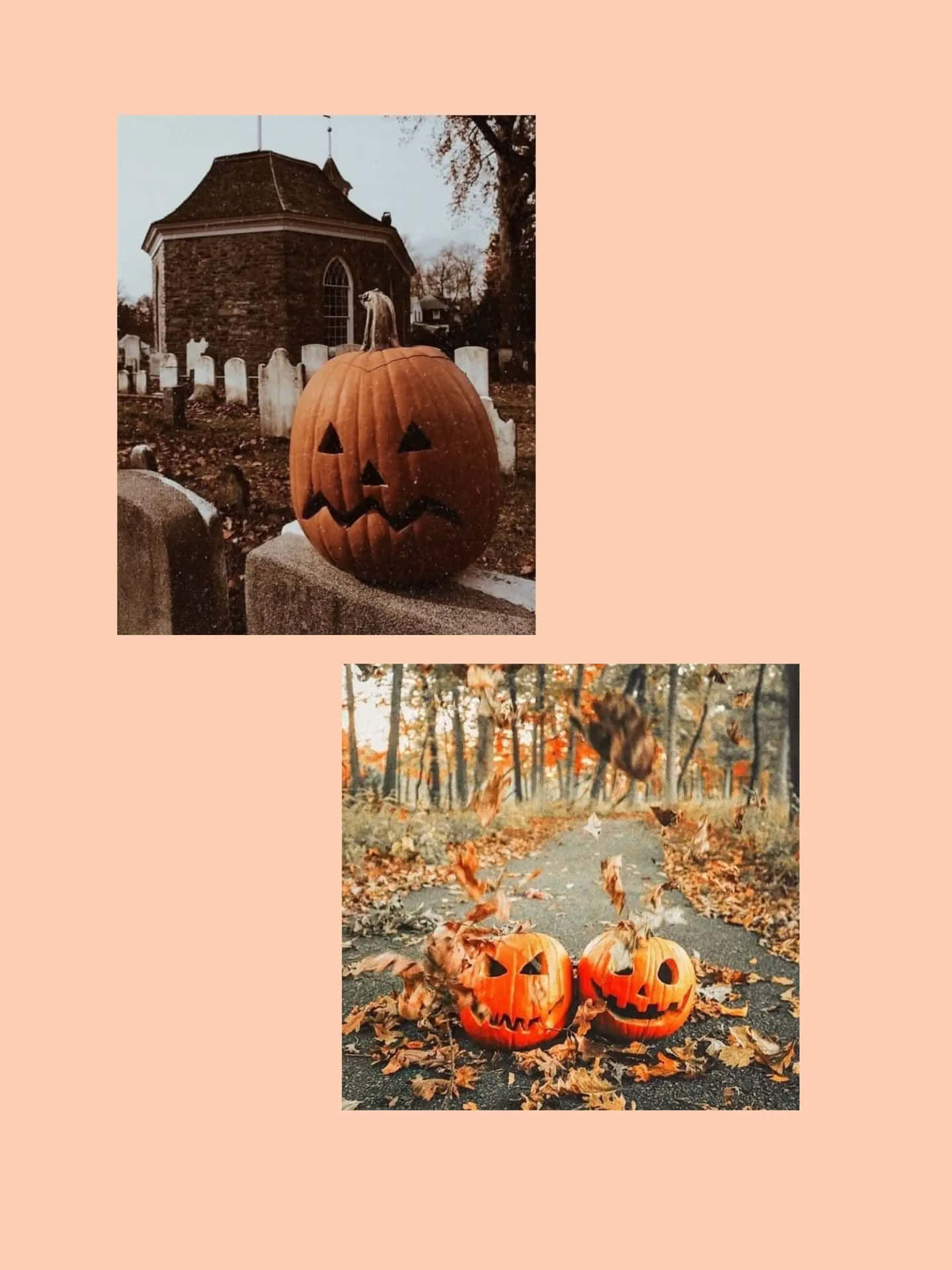 Autumn Halloween Pumpkins Graveyard Path Wallpaper