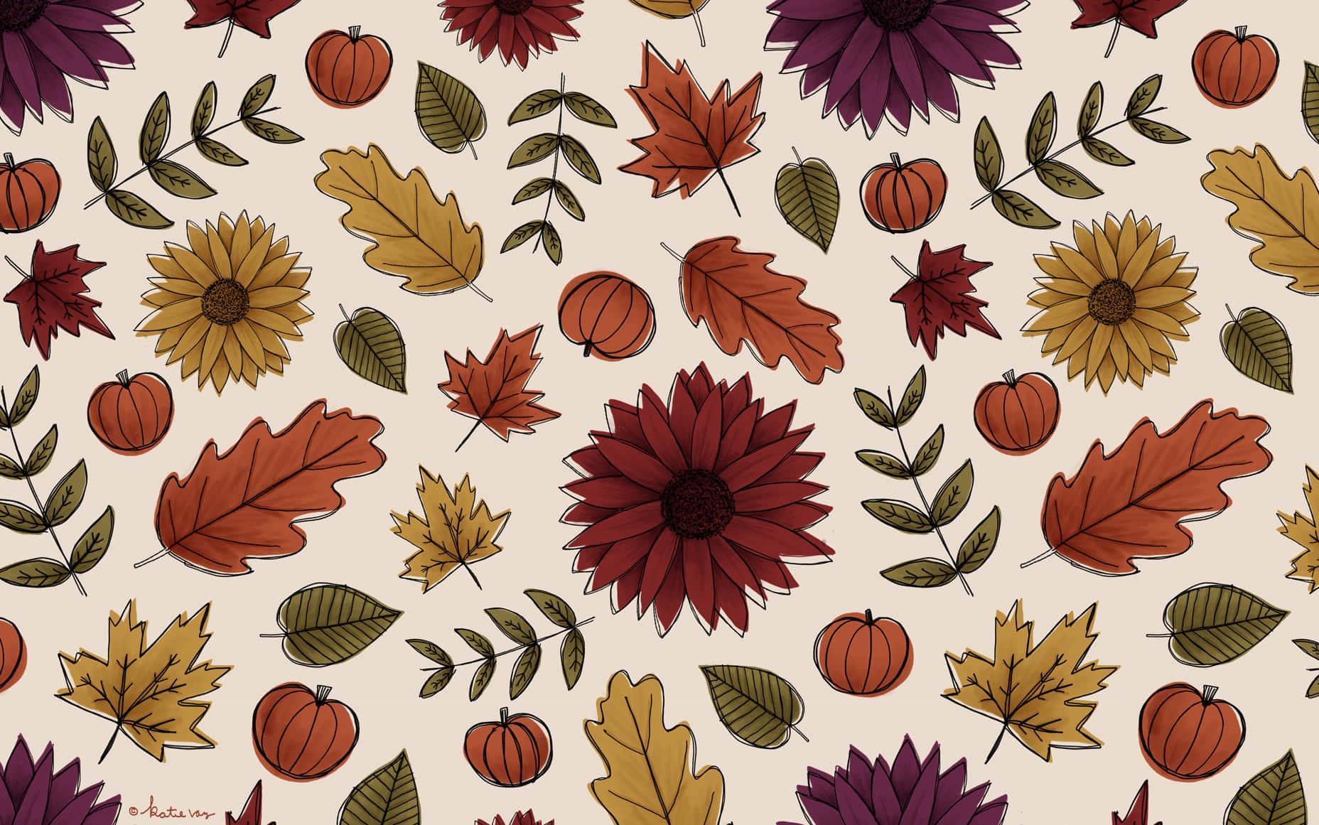 Autumn Harvest Pattern Wallpaper