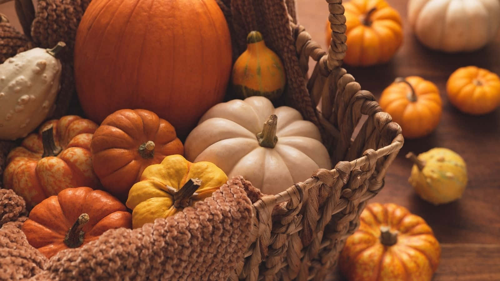 Autumn Harvest Pumpkin Basket Wallpaper