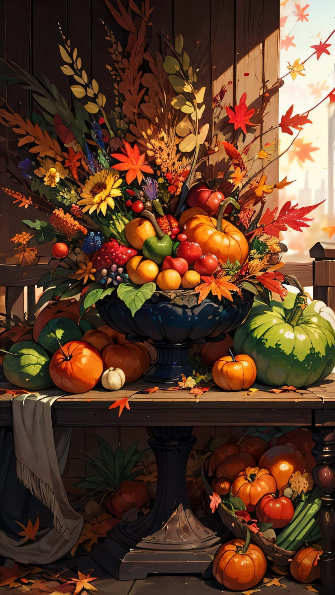Autumn Harvest Pumpkin Display Wallpaper