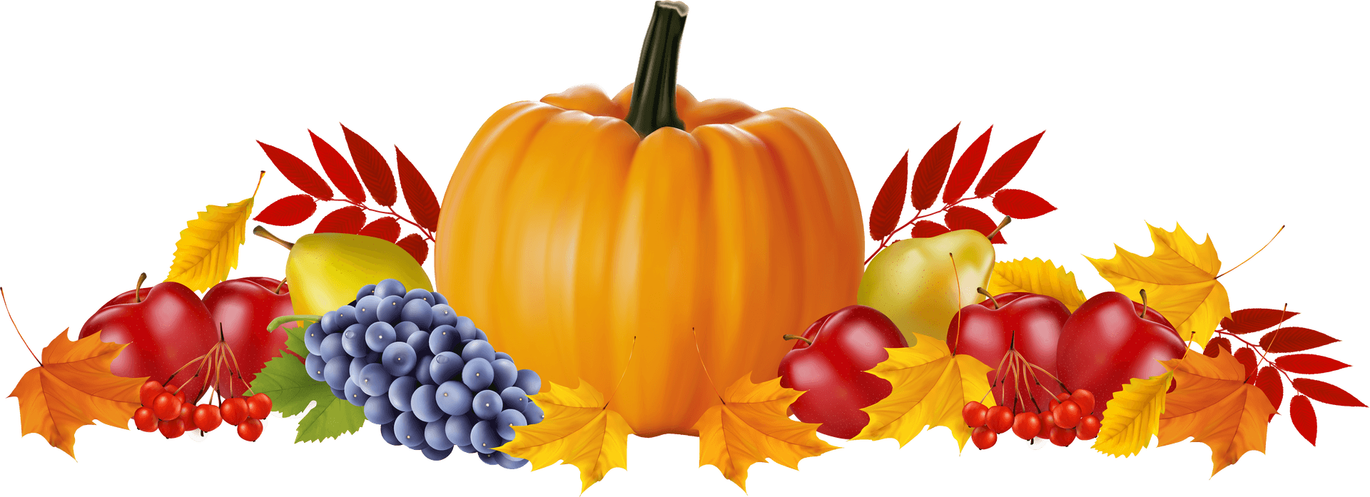 Autumn Harvest Pumpkinand Fruit PNG