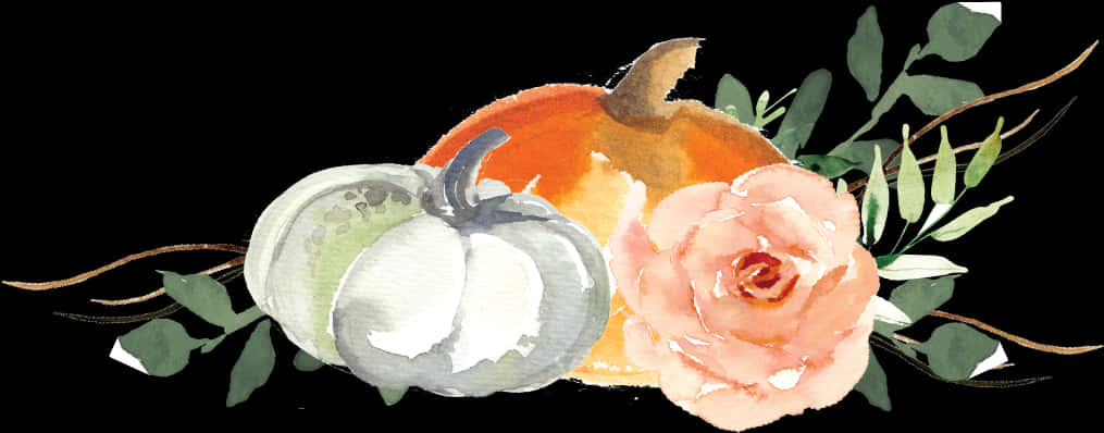 Autumn Harvest Watercolor Artwork PNG