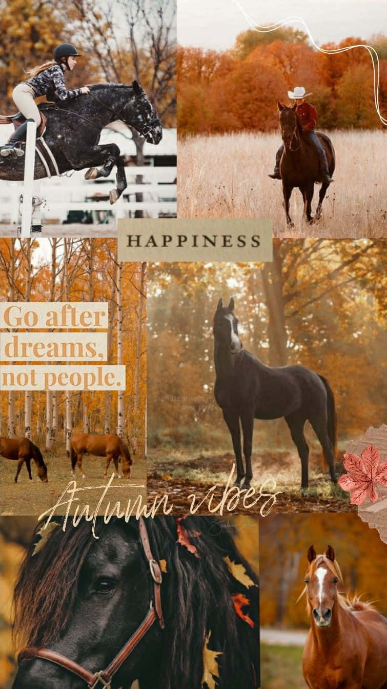Autumn Horse Aesthetic Collage Wallpaper