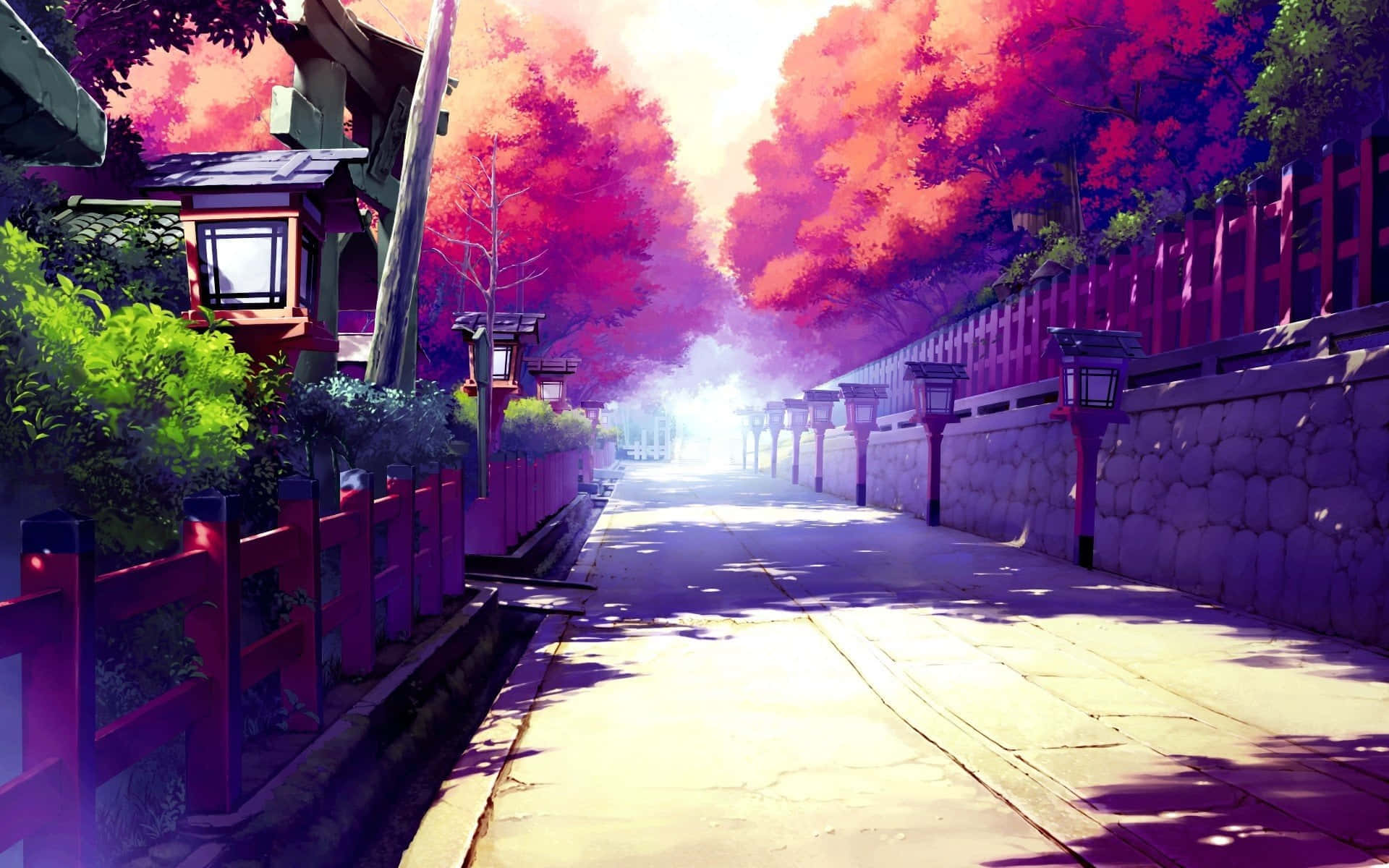 Autumn Infused Traditional Japanese Street Wallpaper