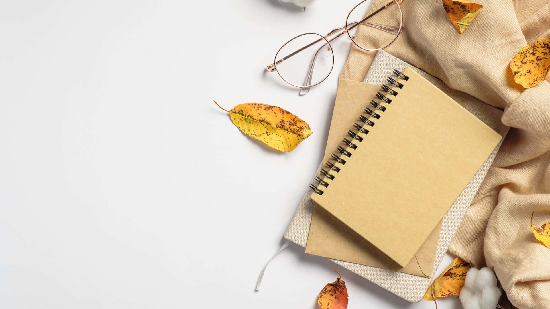 Autumn Inspired Notebookand Glasses Wallpaper