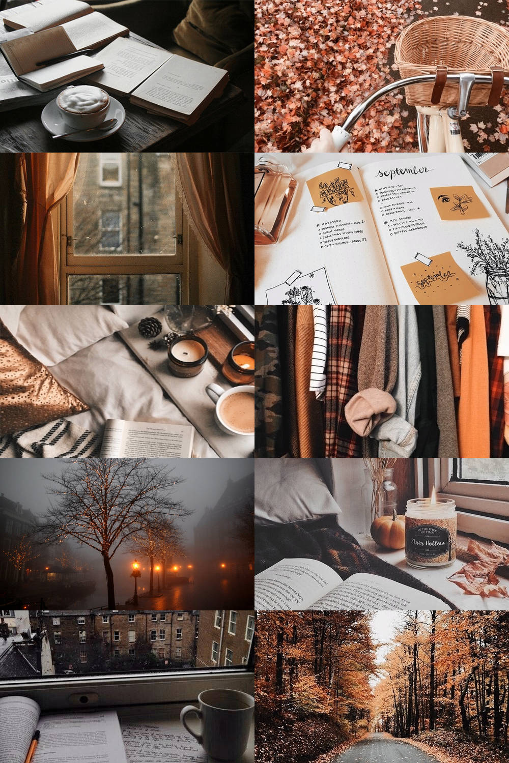 Autumn-Inspired Study Aesthetic Collage Wallpaper