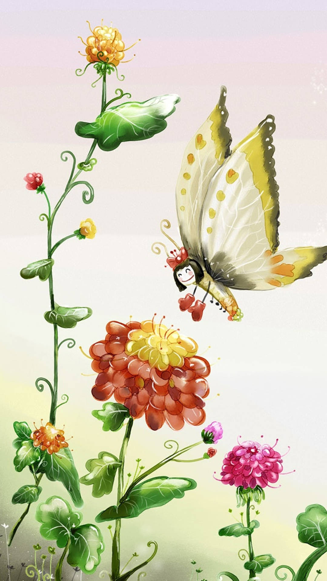 Download Autumn Iphone Flowers And Butterfly Wallpaper 