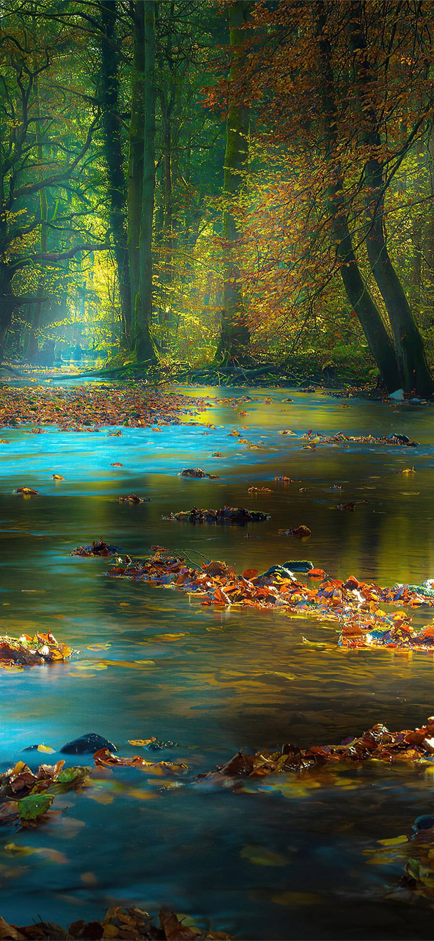 Autumn Iphone Sunbeam River Wallpaper