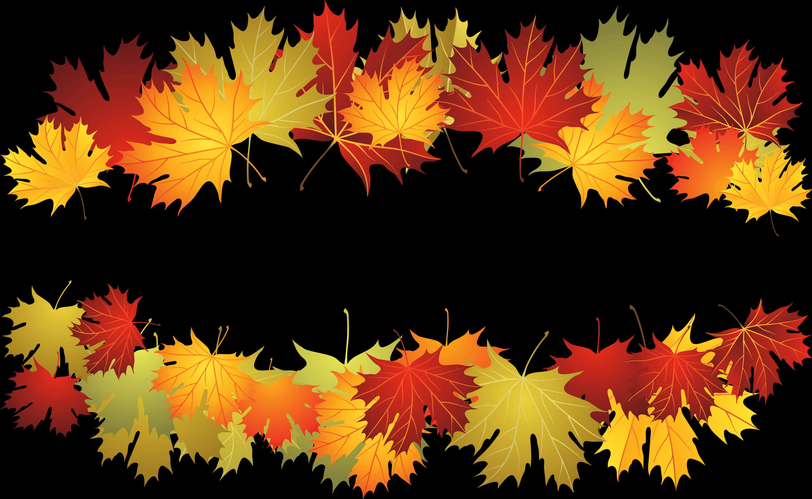 Autumn_ Leaves_ Border_ Vector PNG