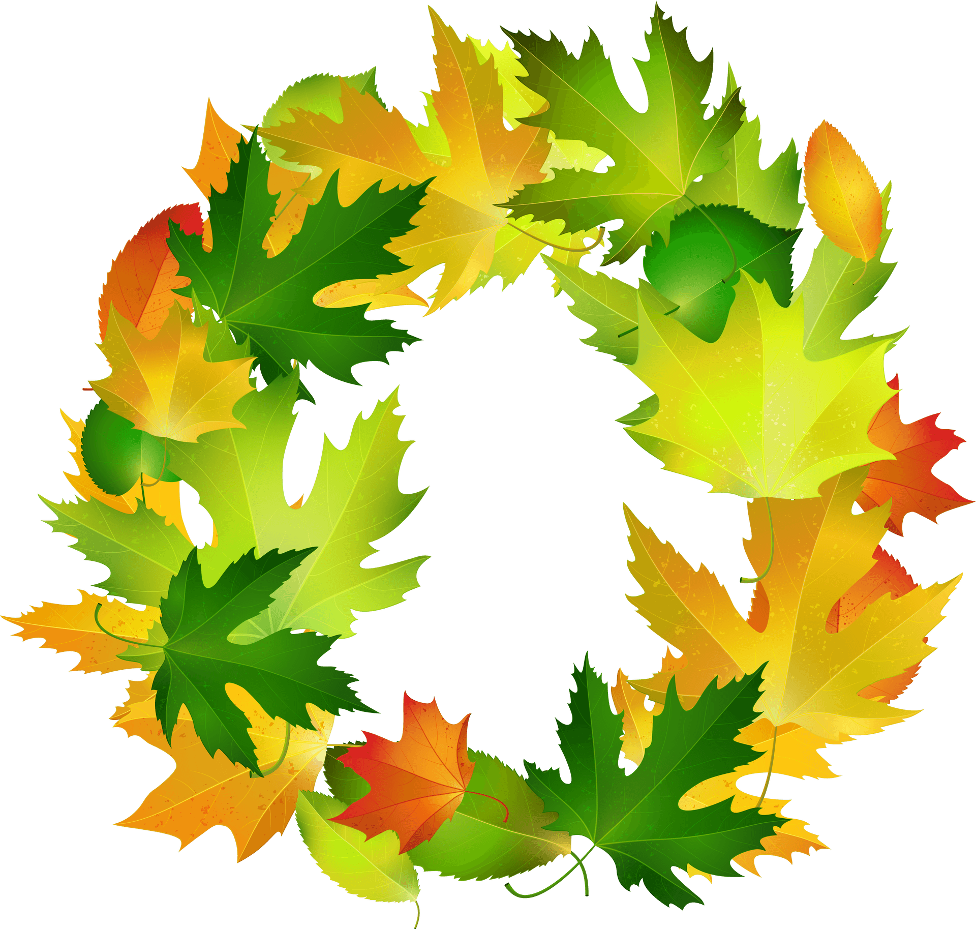 Autumn Leaves Circular Frame PNG