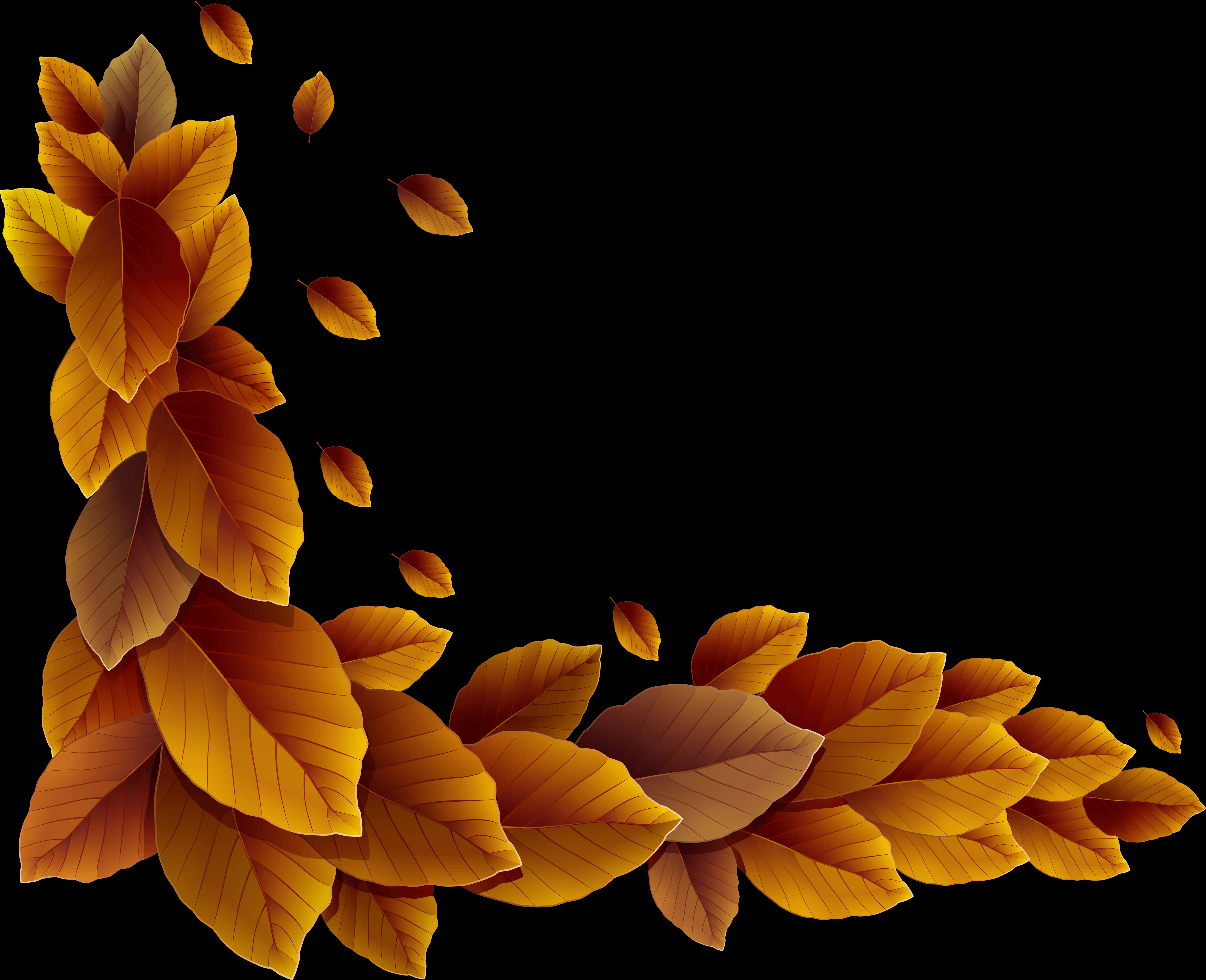 Autumn Leaves Corner Design PNG