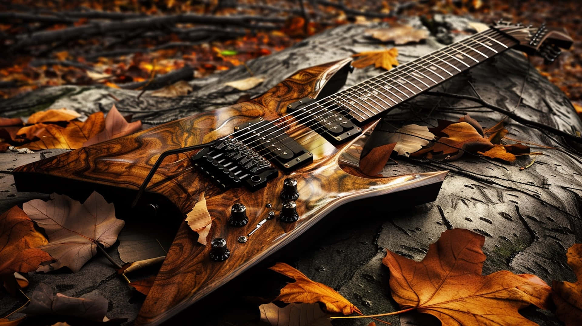 Autumn Leaves Electric Guitar Wallpaper