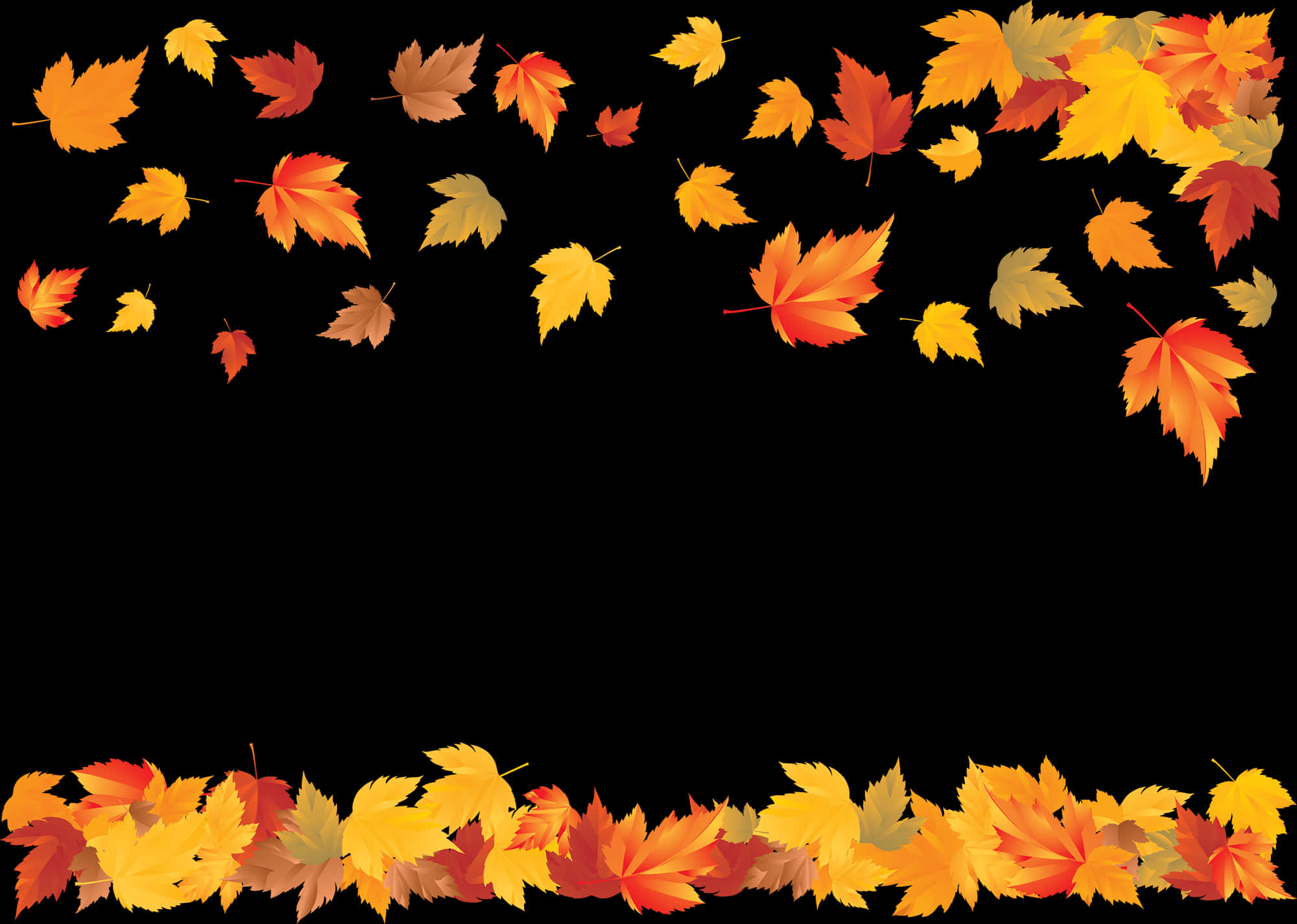 Autumn Leaves Frame Black Background.jpg PNG