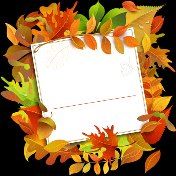 Autumn Leaves Frame Design PNG