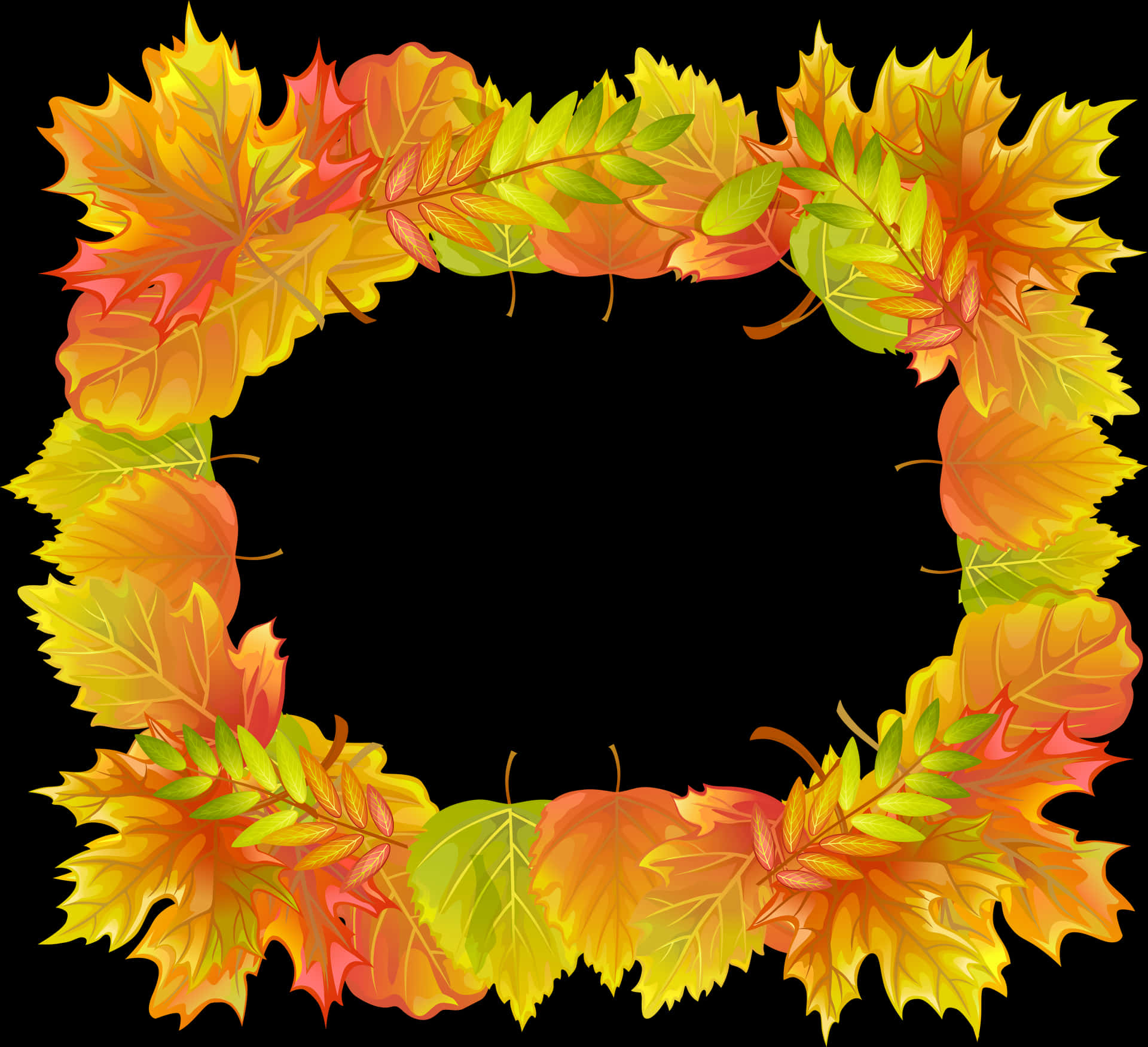 Autumn Leaves Frame PNG