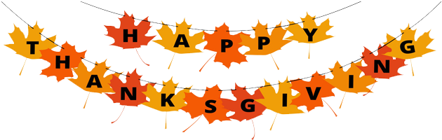 Autumn Leaves Happy Thanksgiving Banner PNG