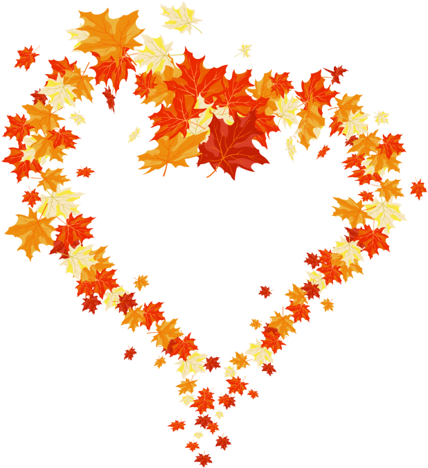Autumn Leaves Heart Shape PNG