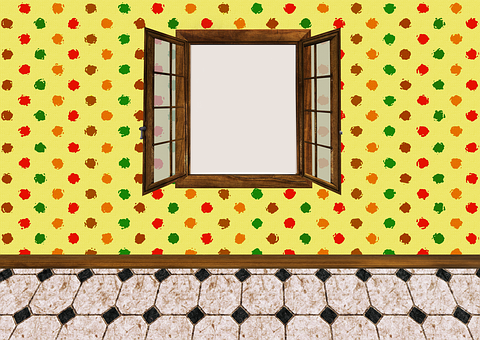 Autumn Leaves Pattern Wall Open Window PNG