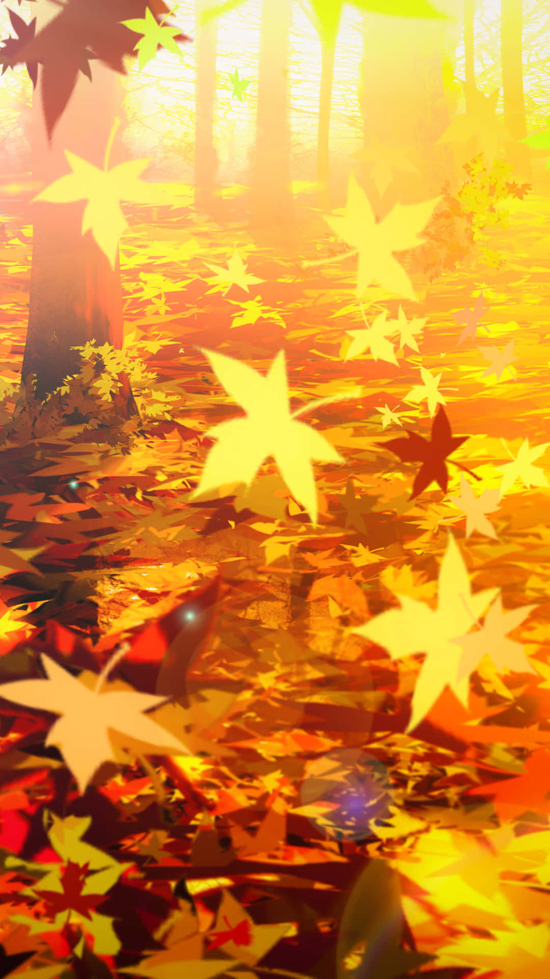 Oplev magien af ​​efteråret med efterårets blade telefon tapet. Wallpaper