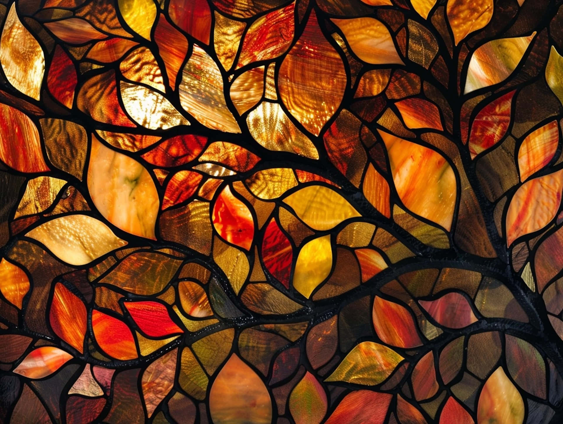 Autumn Leaves Stained Glass Art.jpg Wallpaper