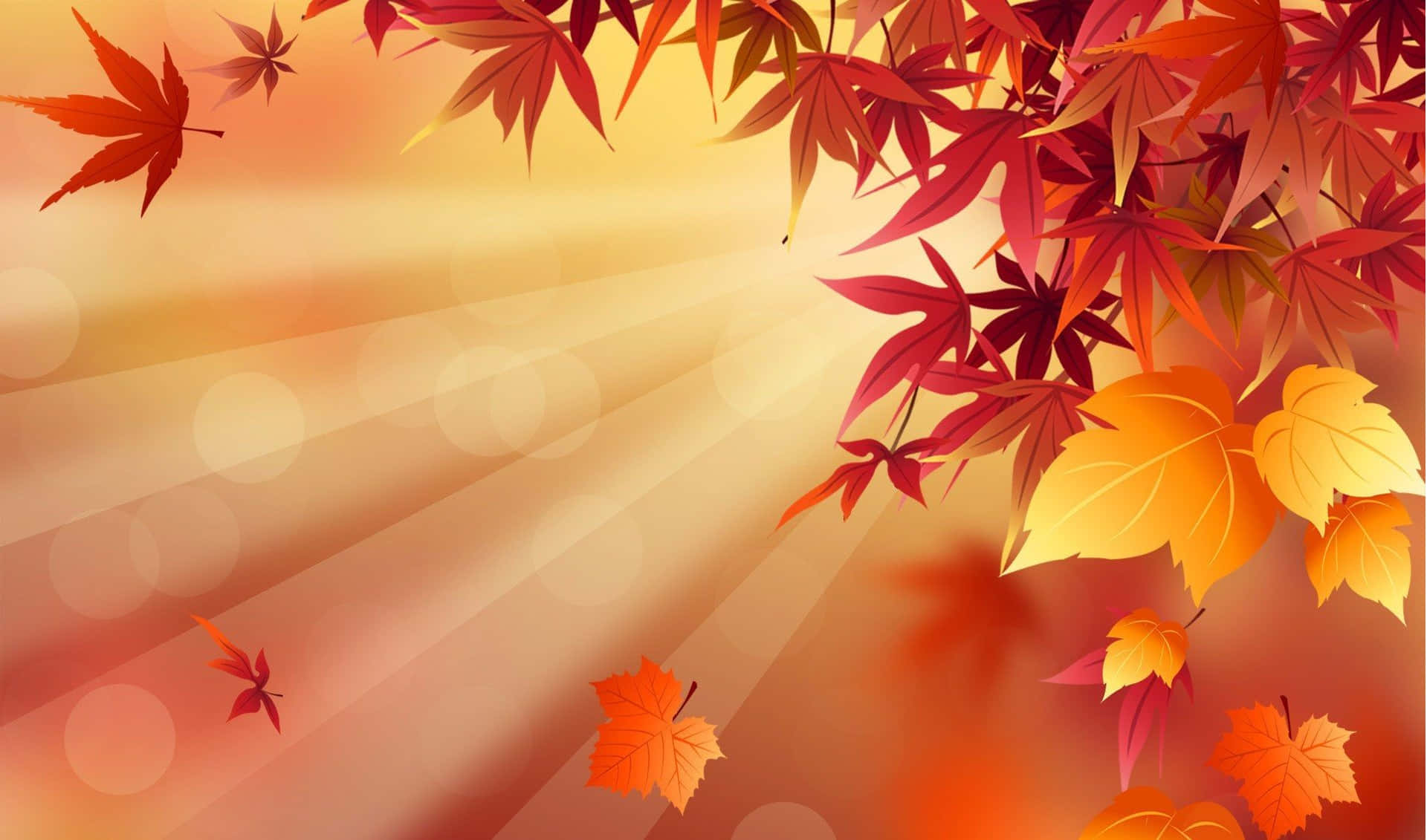 Autumn Leaves Sunbeam Backdrop Wallpaper