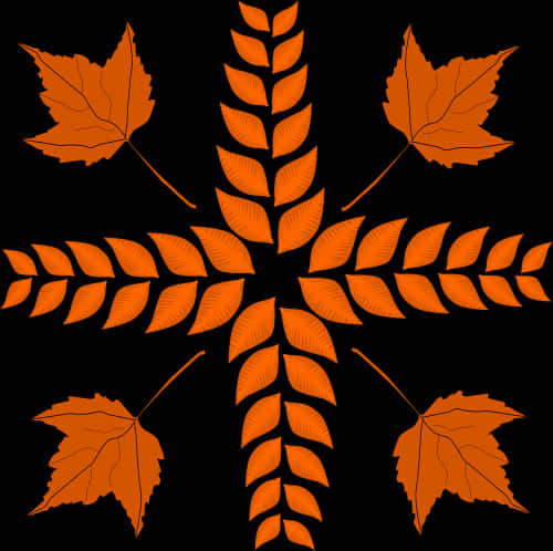 Autumn Leaves Symmetrical Pattern PNG