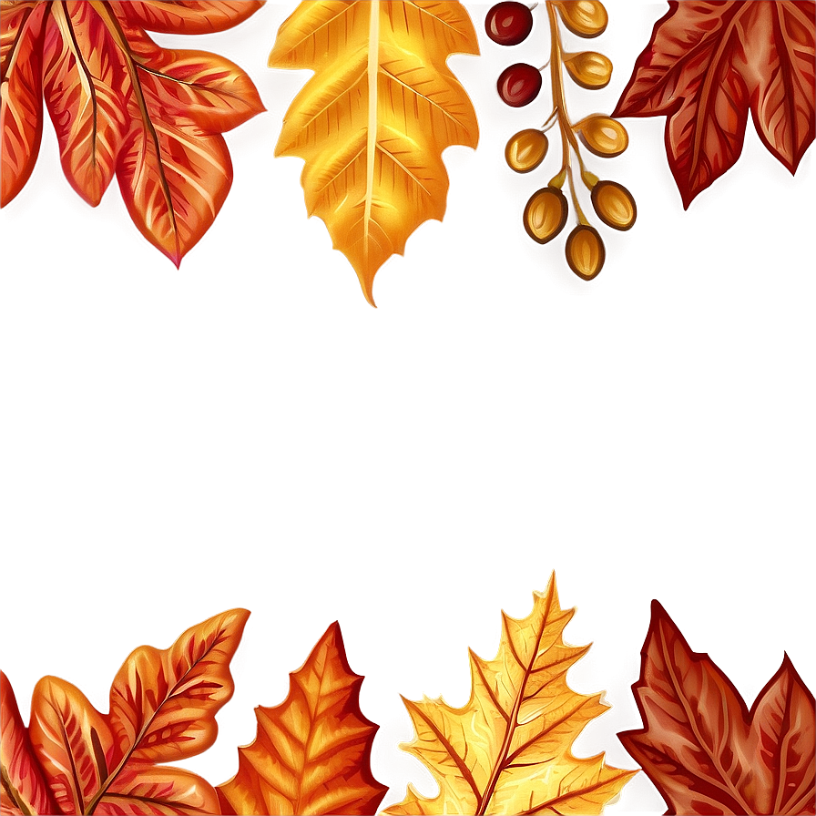 Autumn Leaves Thanksgiving Border Png 06202024 PNG