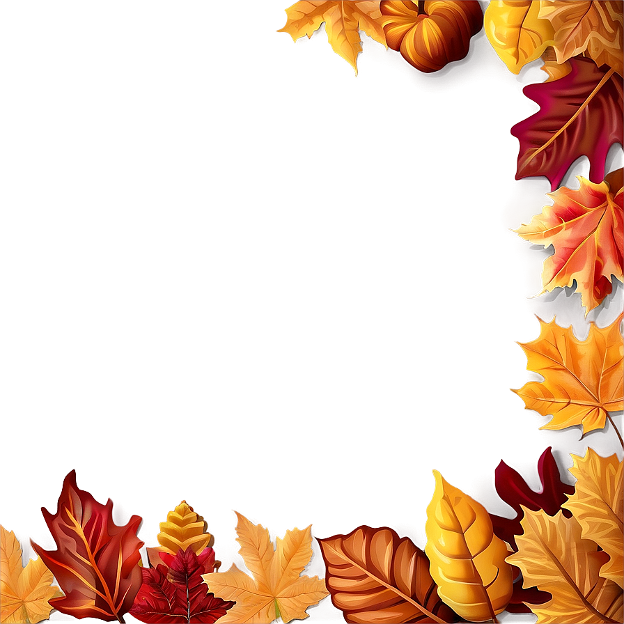 Autumn Leaves Thanksgiving Border Png 06202024 PNG