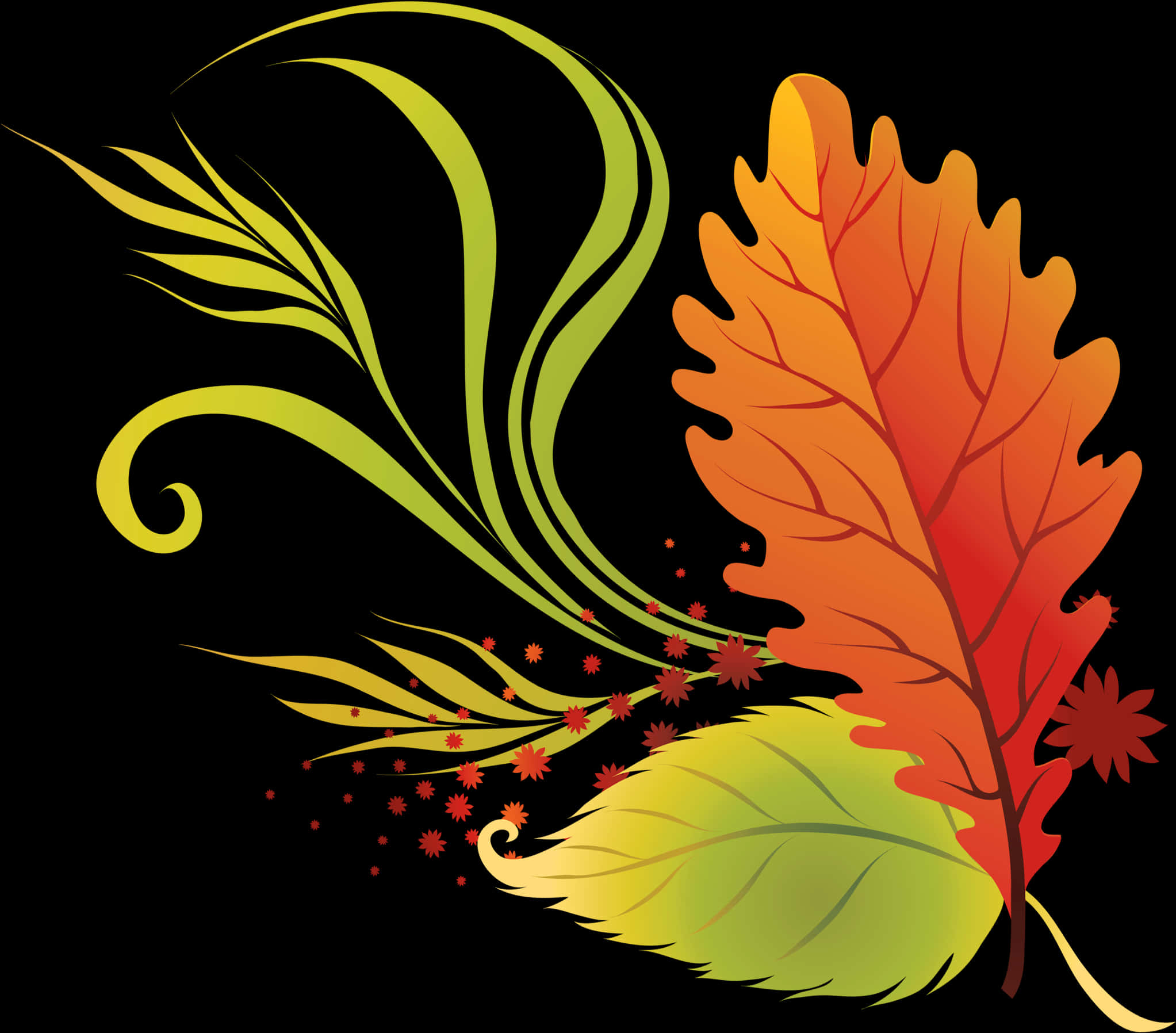 Autumn Leaves Vector Art PNG