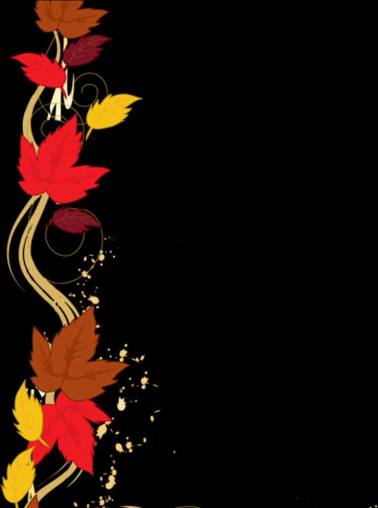 Autumn Leaves Vertical Border Design PNG