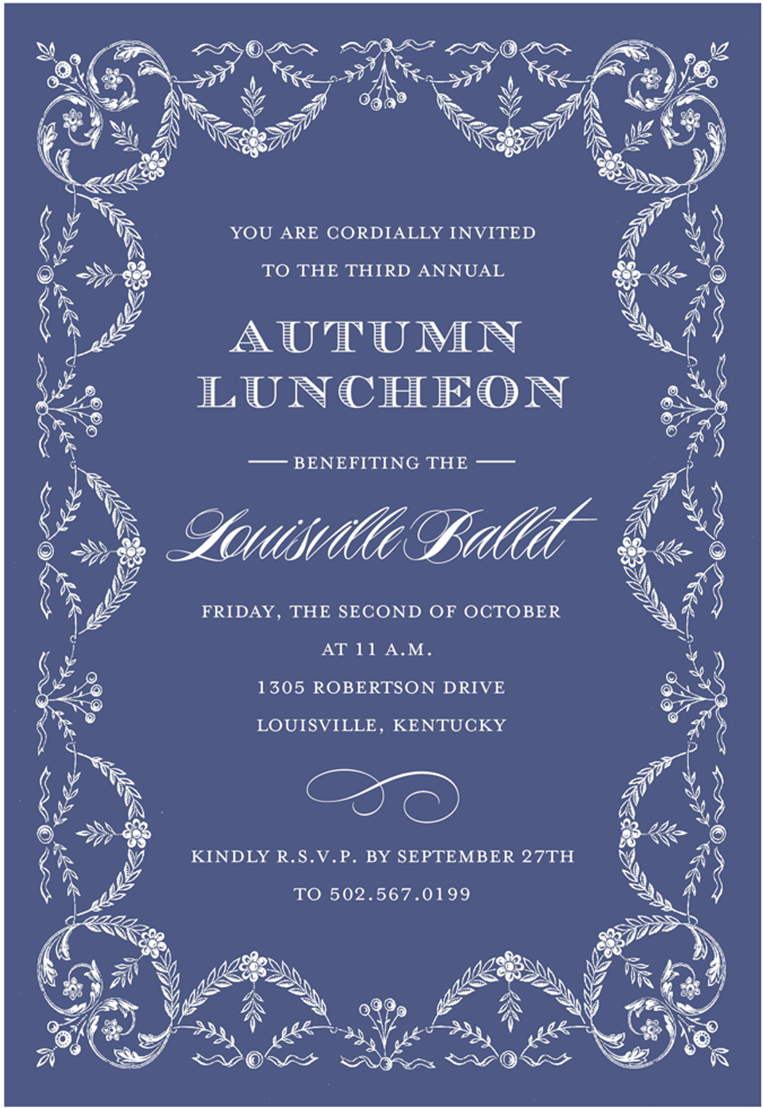 Autumn Luncheon Invitation Elegant Border PNG
