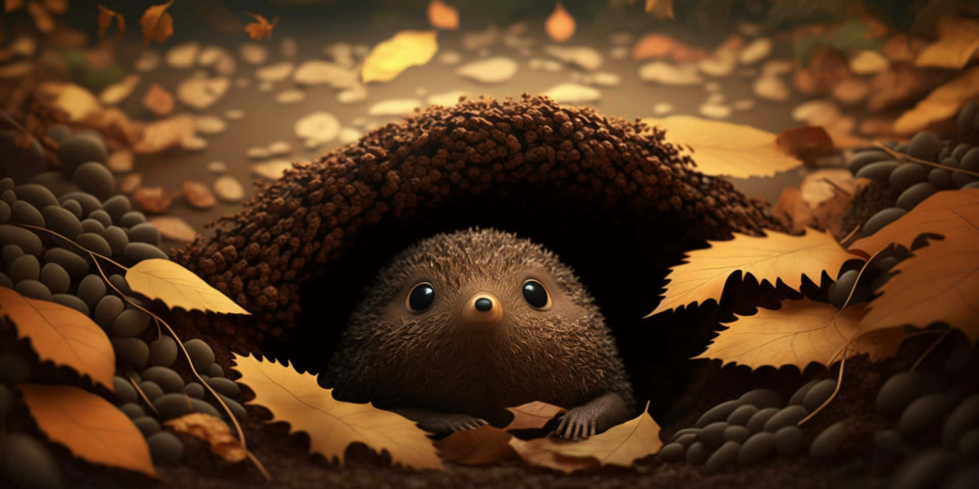 Autumn Mole Peeking Out Of Burrow.jpg Wallpaper