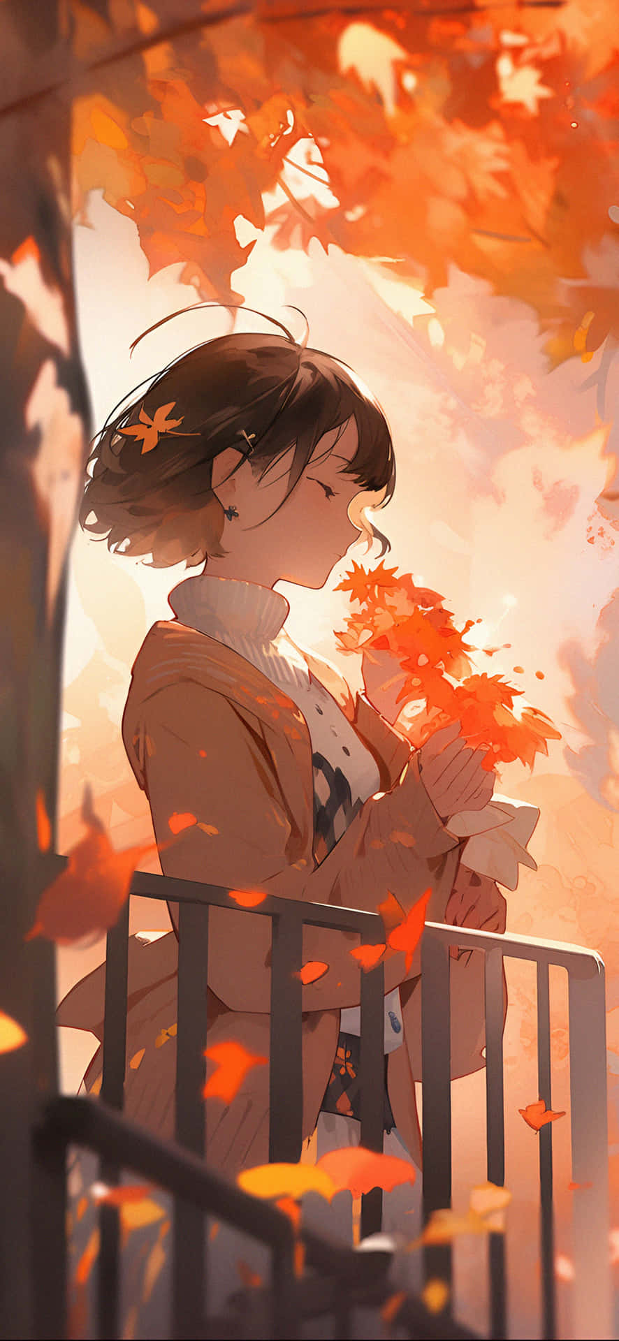 Autumn Mood Girl Illustration Wallpaper