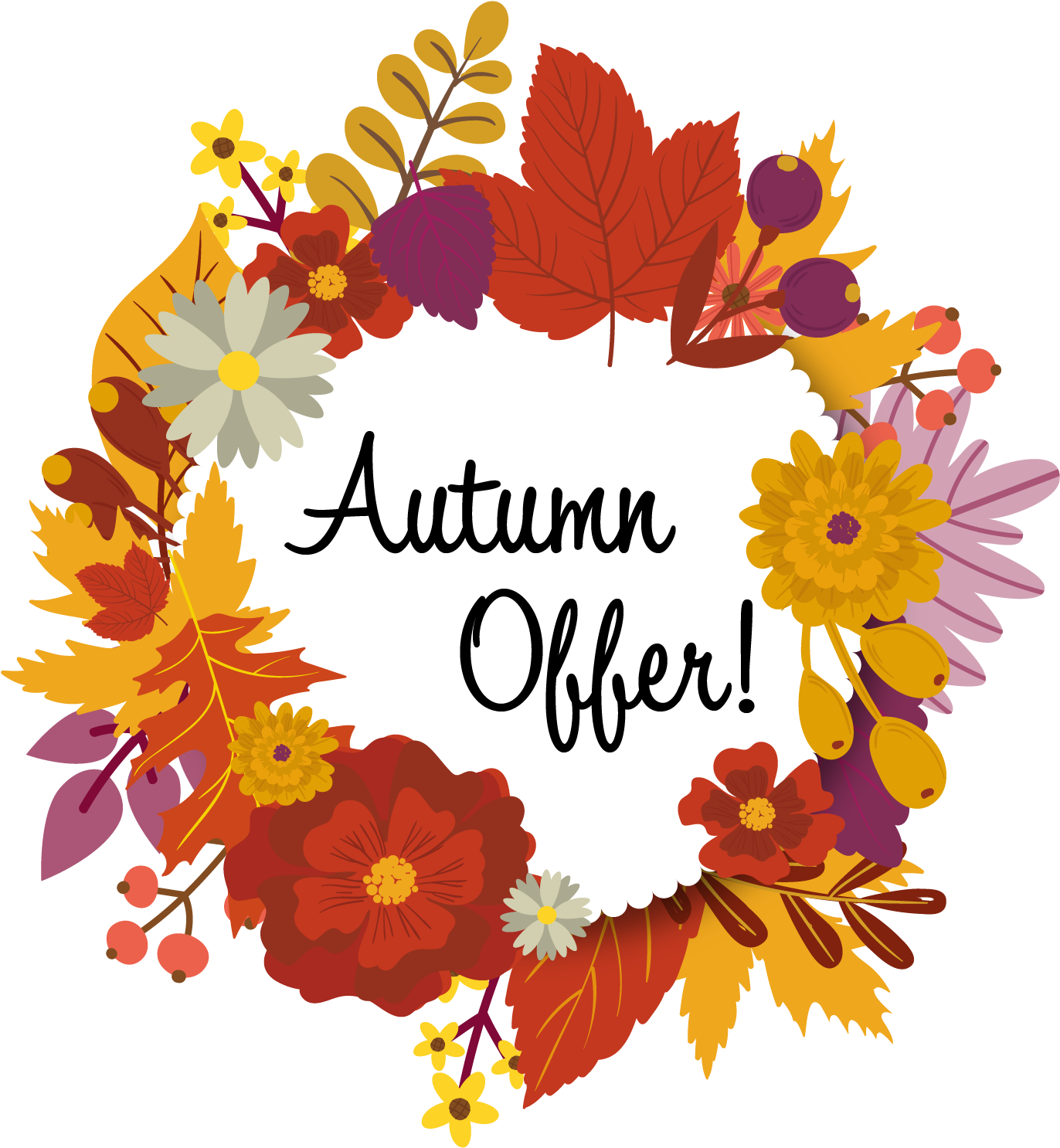 Autumn Offer Floral Wreath PNG