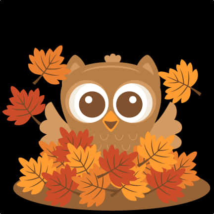 Autumn Owl Amidst Fall Leaves PNG