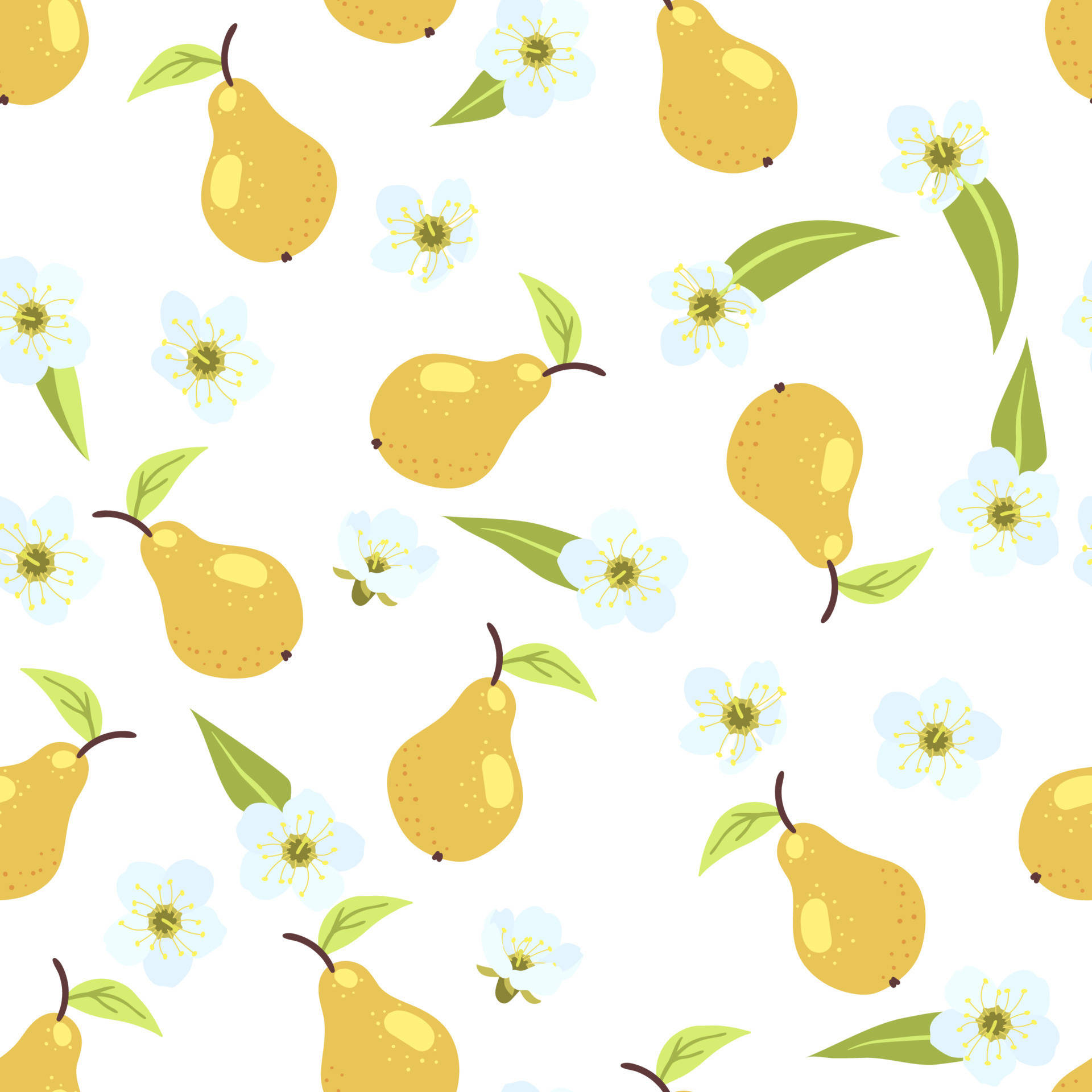 Autumn Pear Pattern Wallpaper