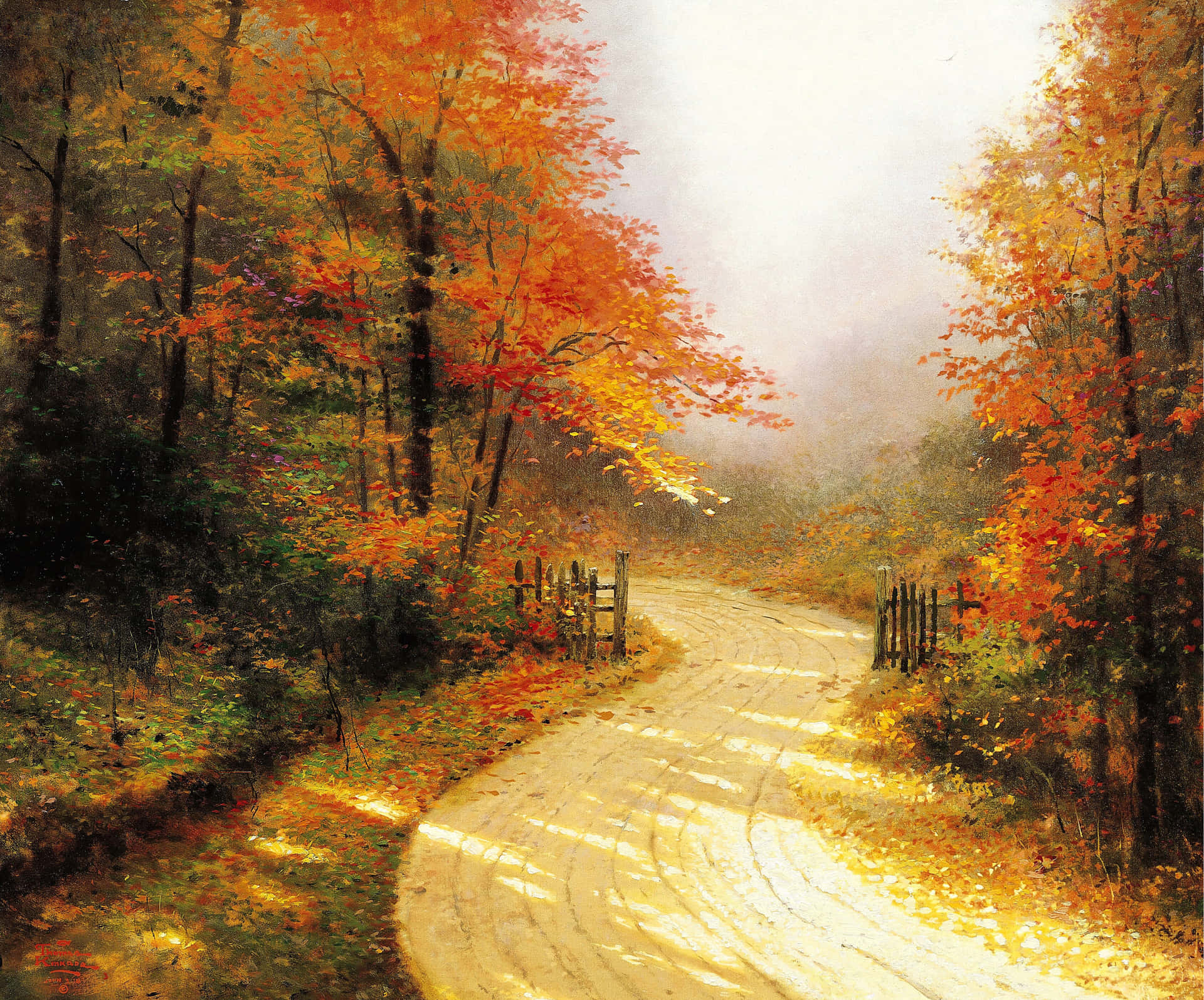 De majestætiske farver af efteråret glimt i dette tapet.