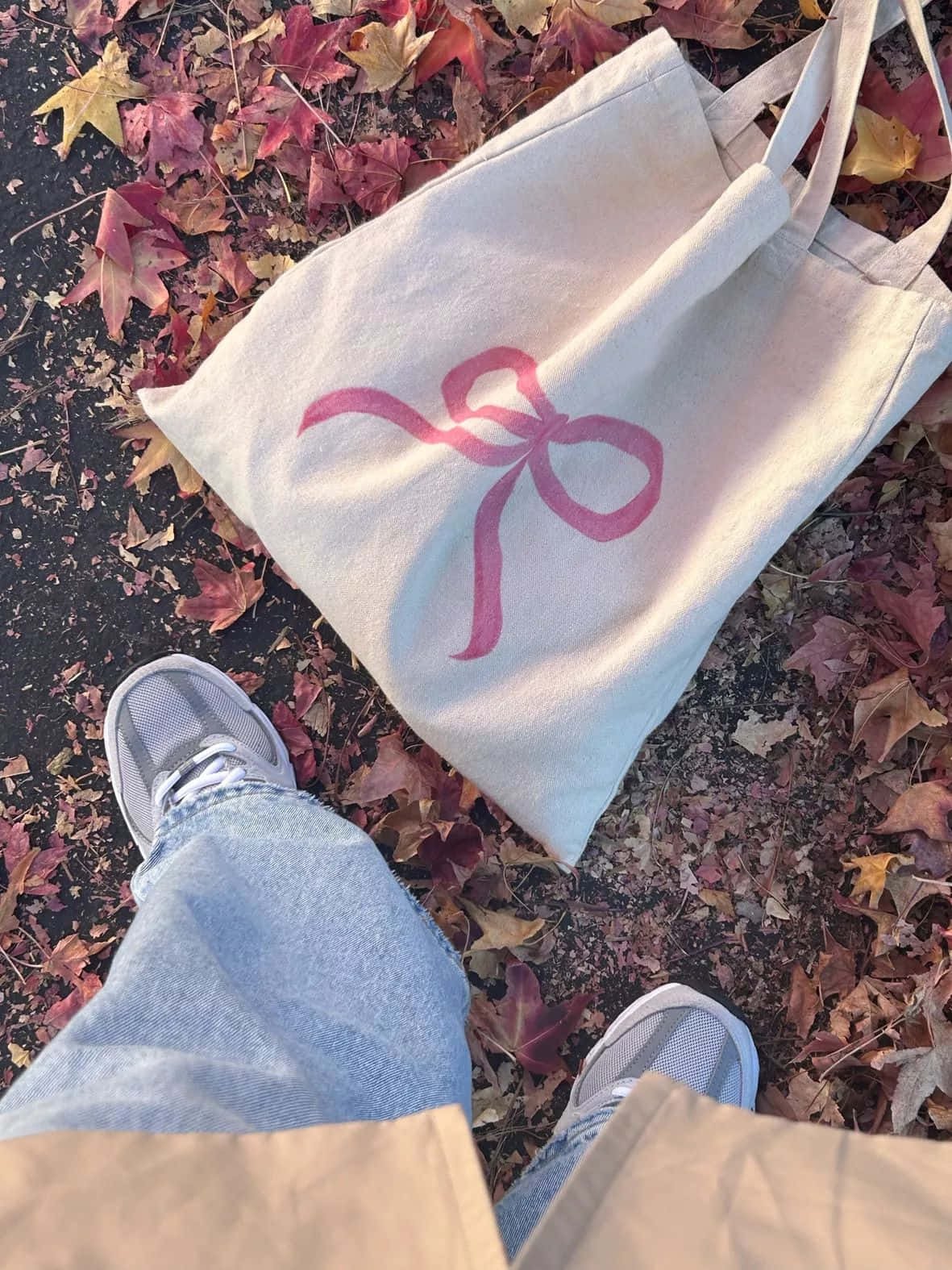 Autumn Pink Bow Tote Bag Wallpaper