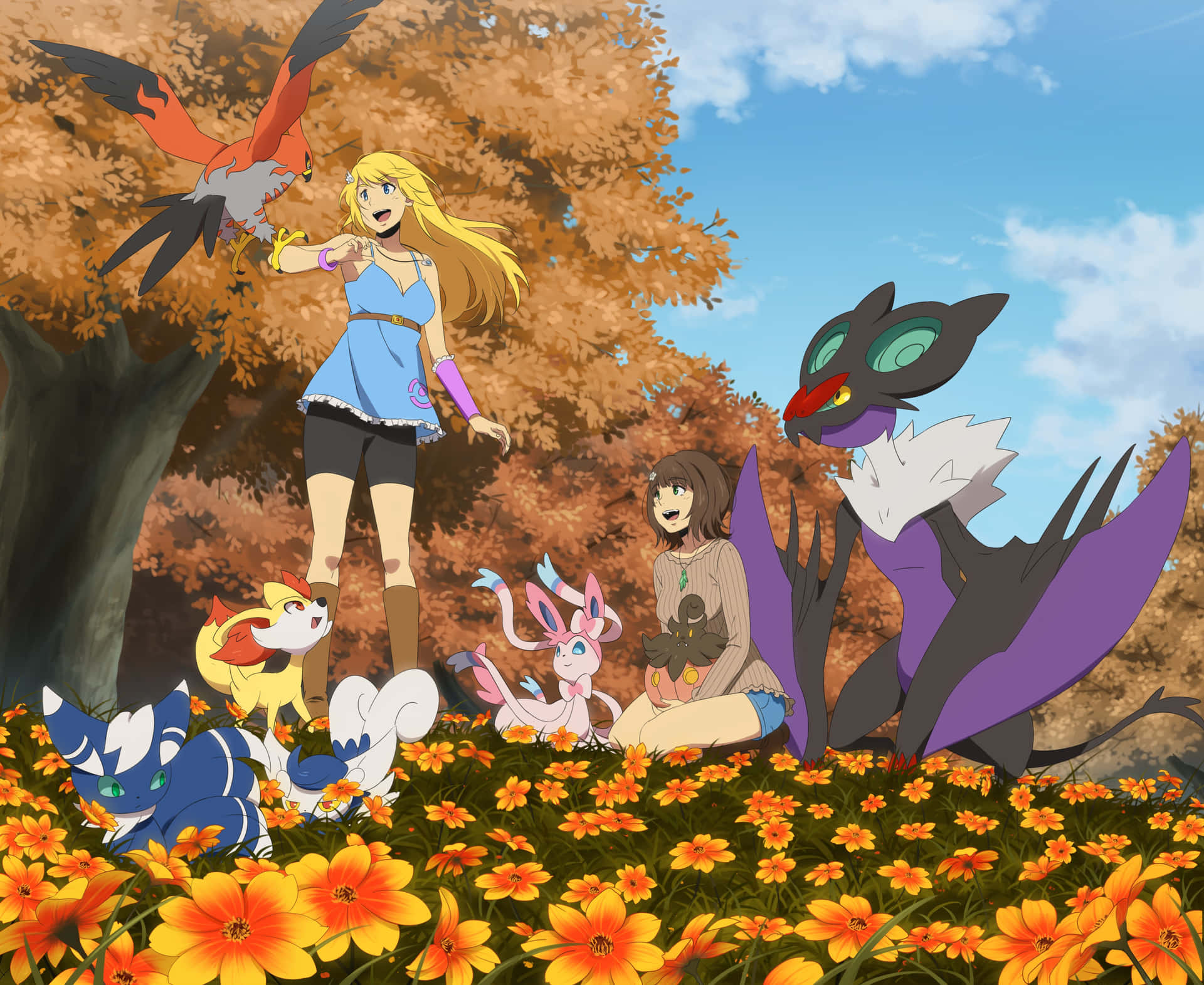 Autumn Pokemon Gathering Wallpaper