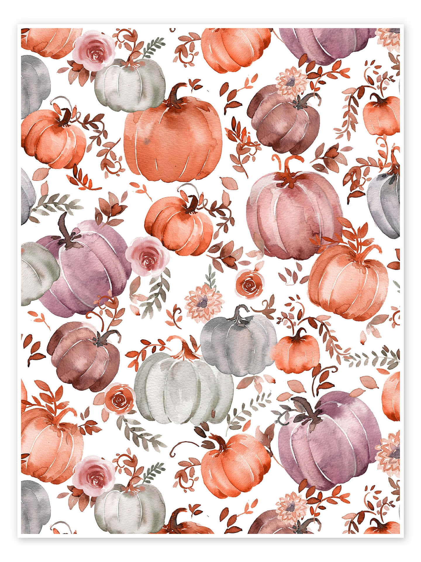 Autumn_ Pumpkin_ Floral_ Pattern Wallpaper