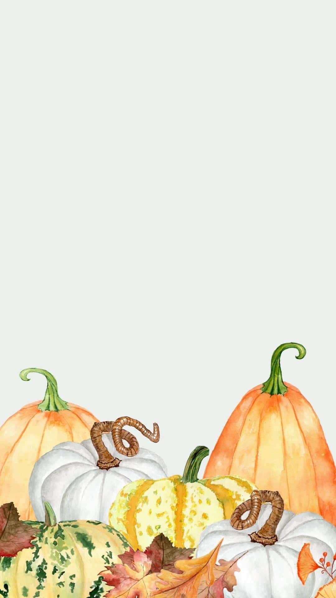 Autumn Pumpkins Watercolor Lock Screen Wallpaper