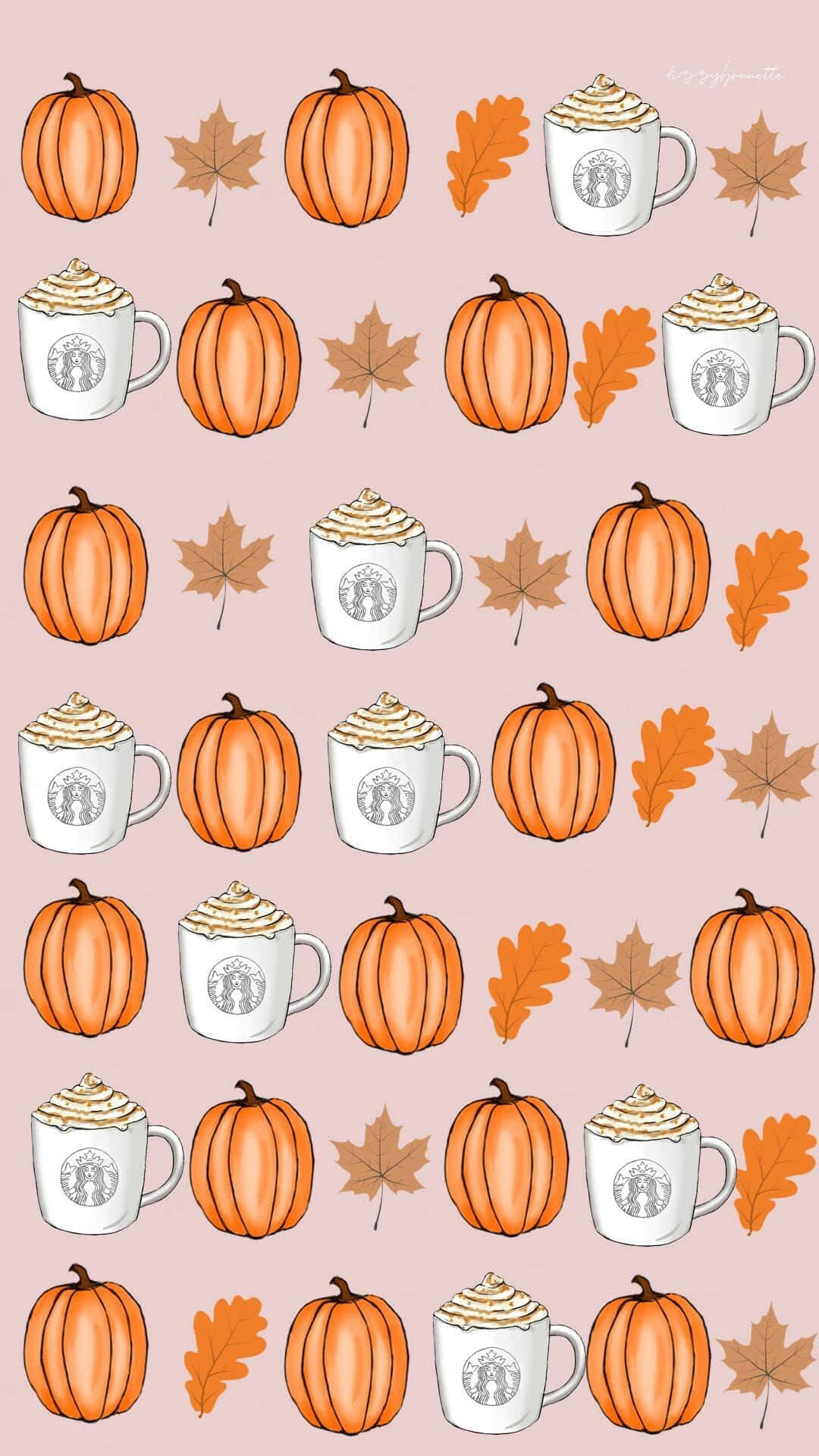 Autumn Pumpkinsand Lattes Pattern Wallpaper