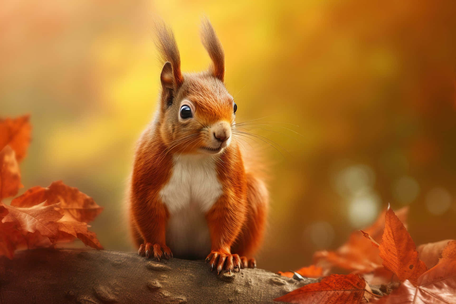 Autumn Red Squirrel Portrait Wallpaper