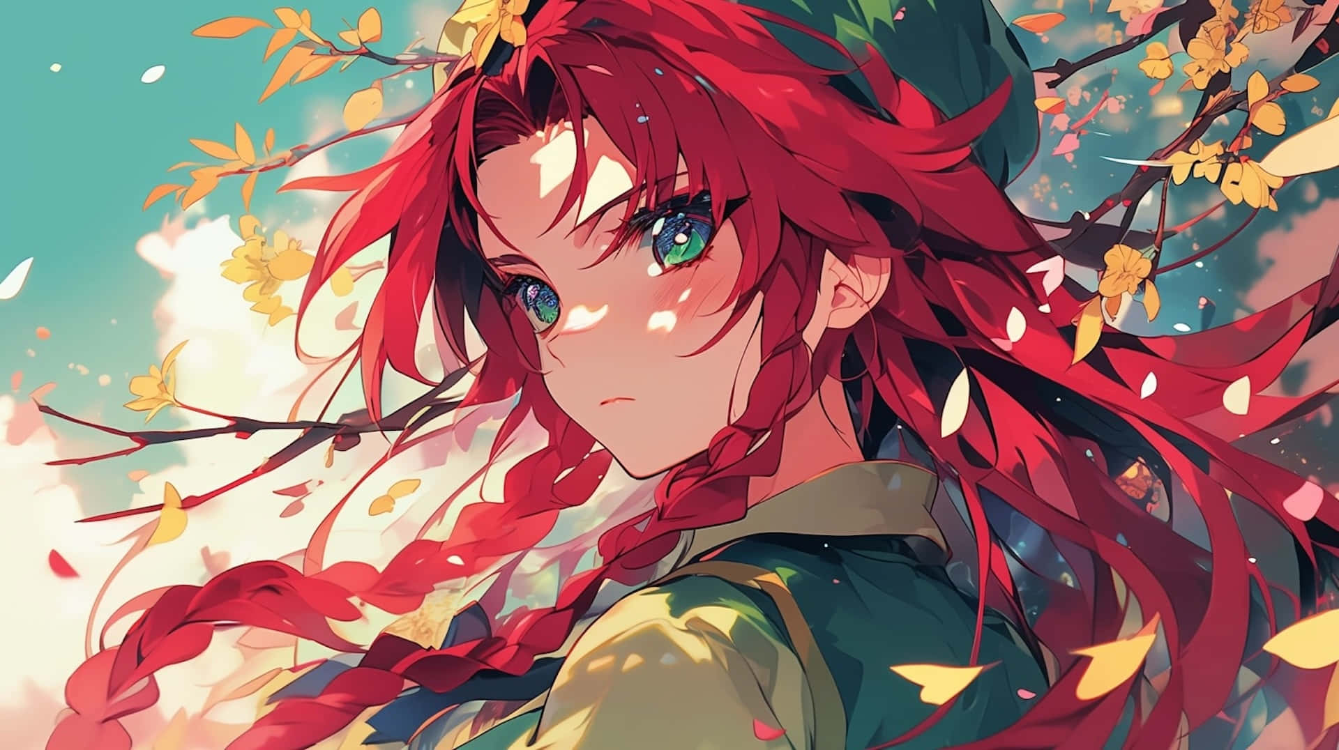 Autumn Redhead Anime Girl Wallpaper