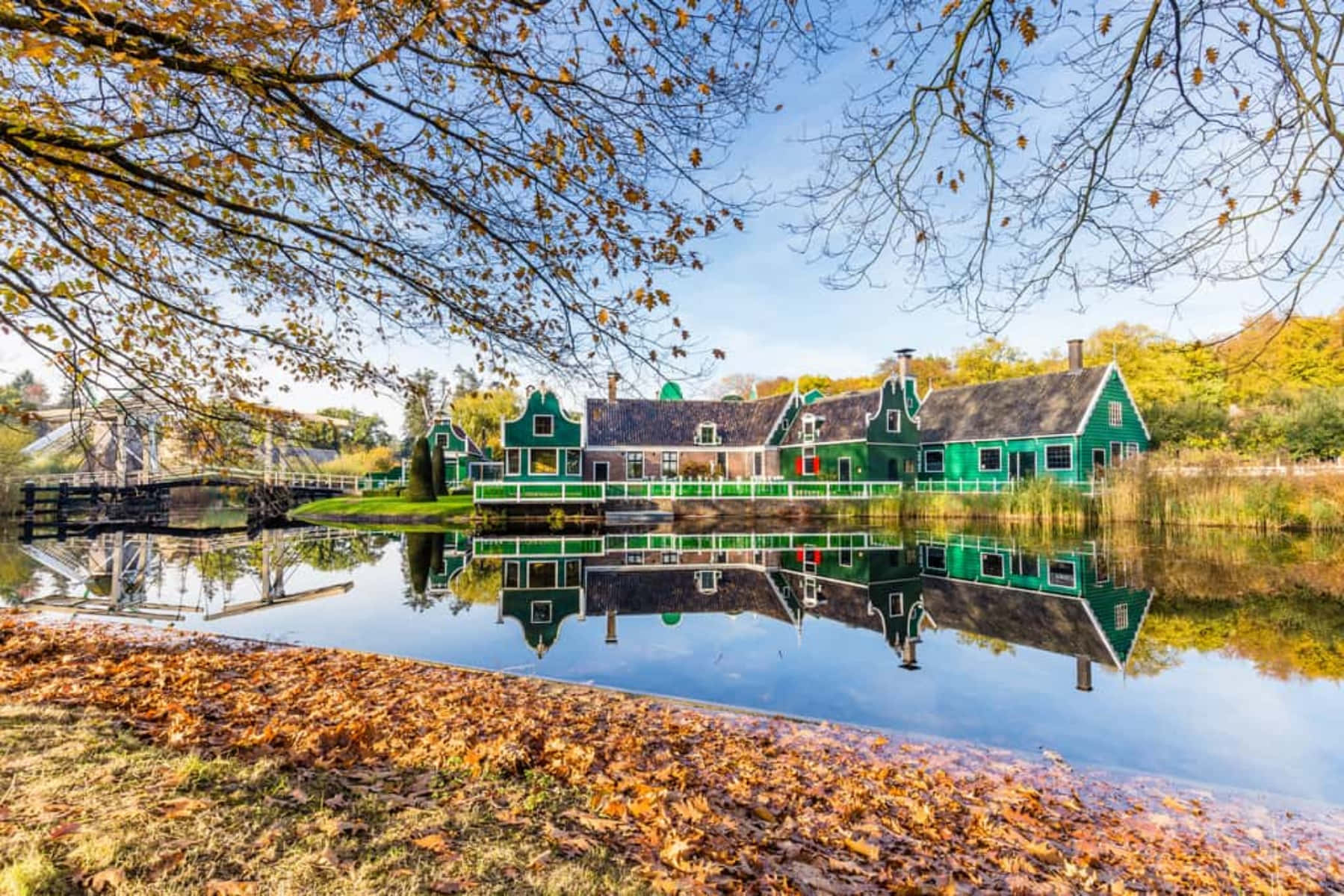 Autumn Reflections Dutch Countryside Wallpaper