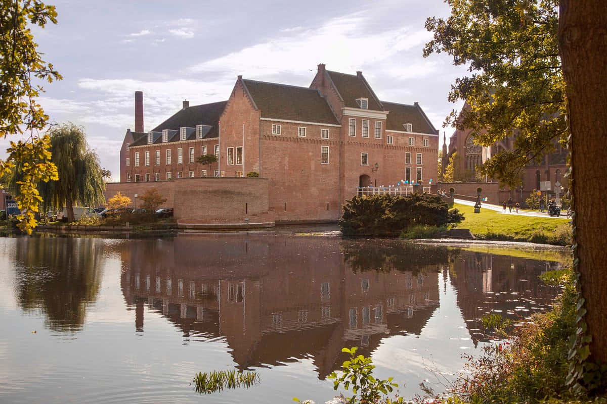 Autumn Reflections Woerden Castle Netherlands Wallpaper