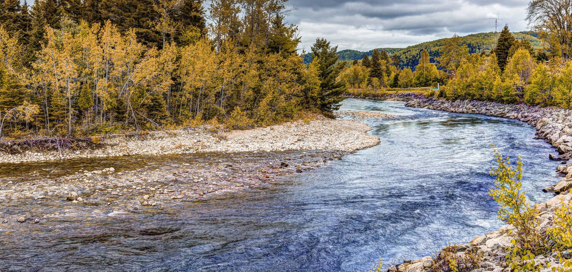 Autumn River Saguenay Scenery Wallpaper