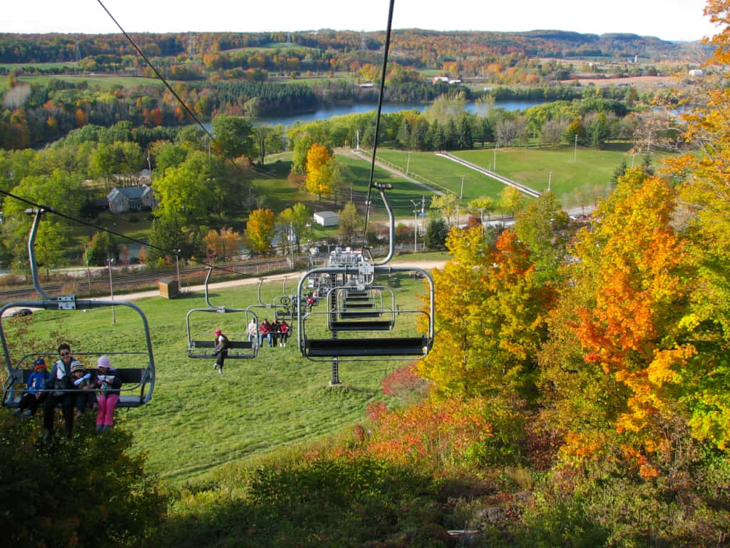 Herfst Schilderachtige Stoeltjeslift Rit Burlington Achtergrond