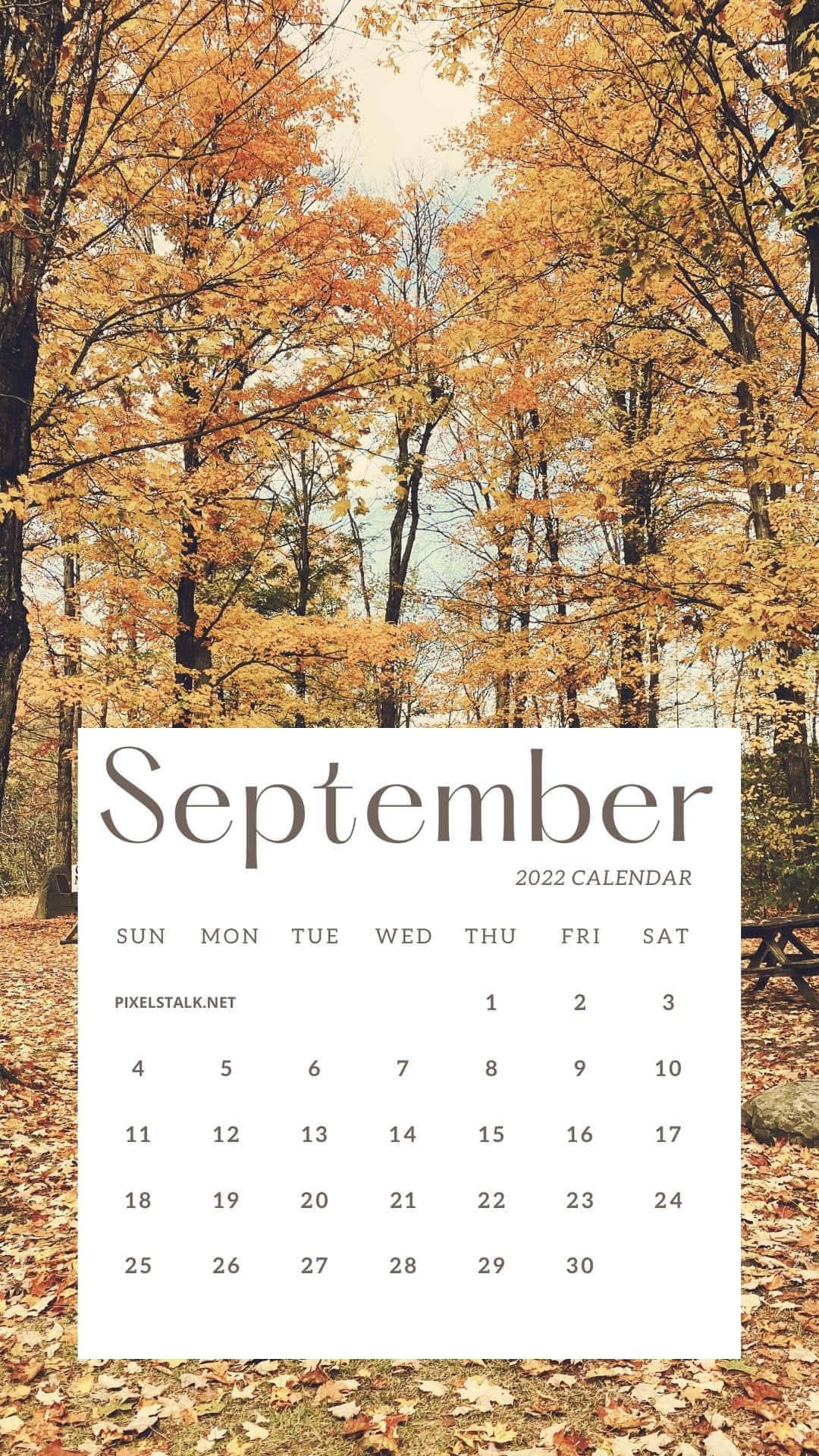 Herfst September 2022 Kalender Wallpaper Achtergrond